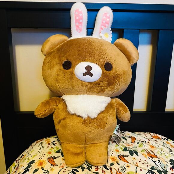 NWT SAN-X LARGE 16” Bunny Chairoikoguma from Easter Rilakkuma Collection - Picture 1 of 3